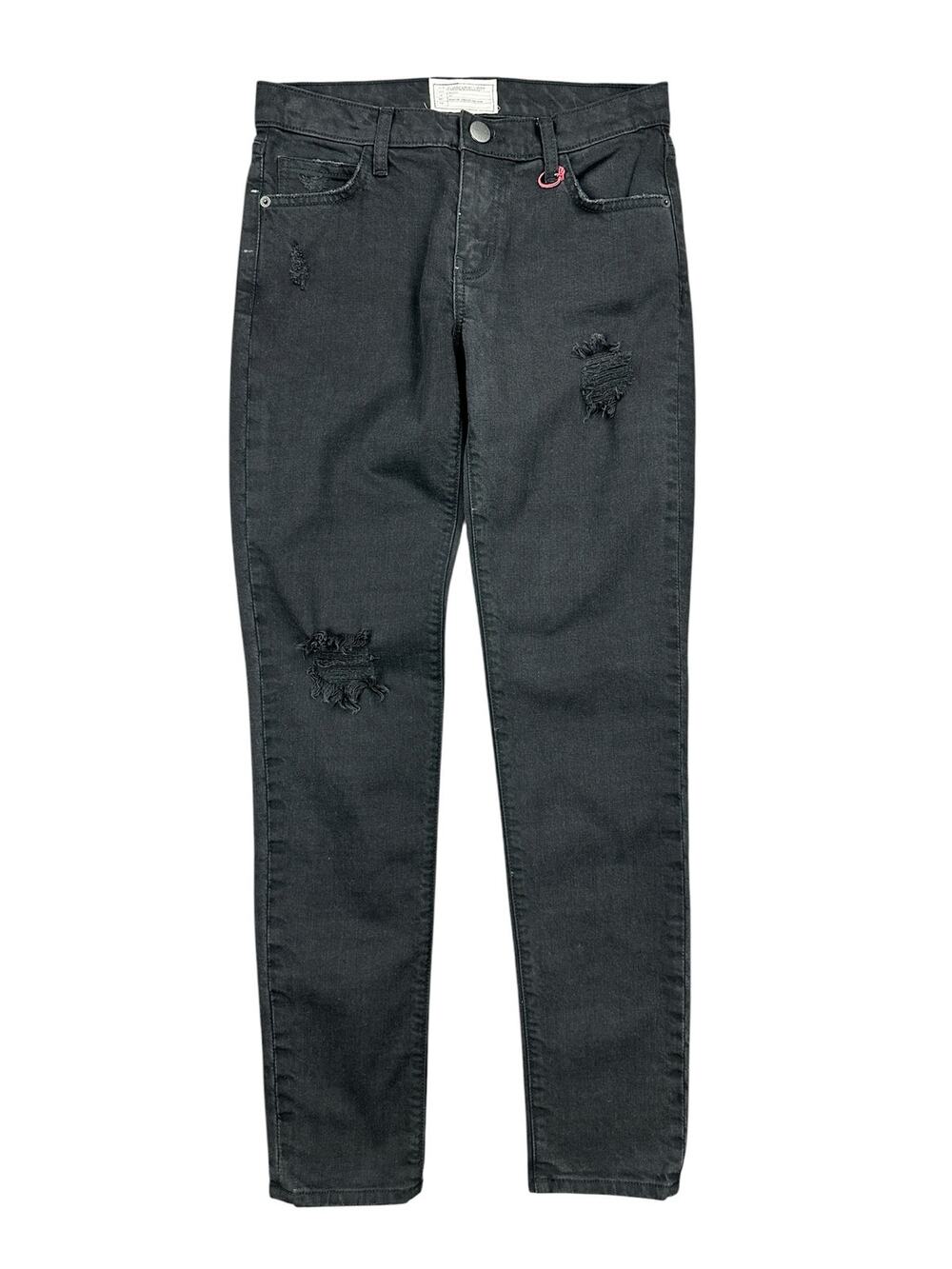 Current/Elliott Skinny Distressed Jeans Black — Size 29